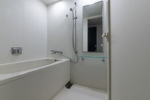Combined shower/bathtub, hair dryer, slippers, electronic bidet