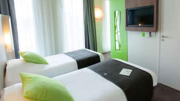 Chambre Standard, 2 lits une place | Bureau, chambres insonorisées, Wi-Fi gratuit, draps fournis