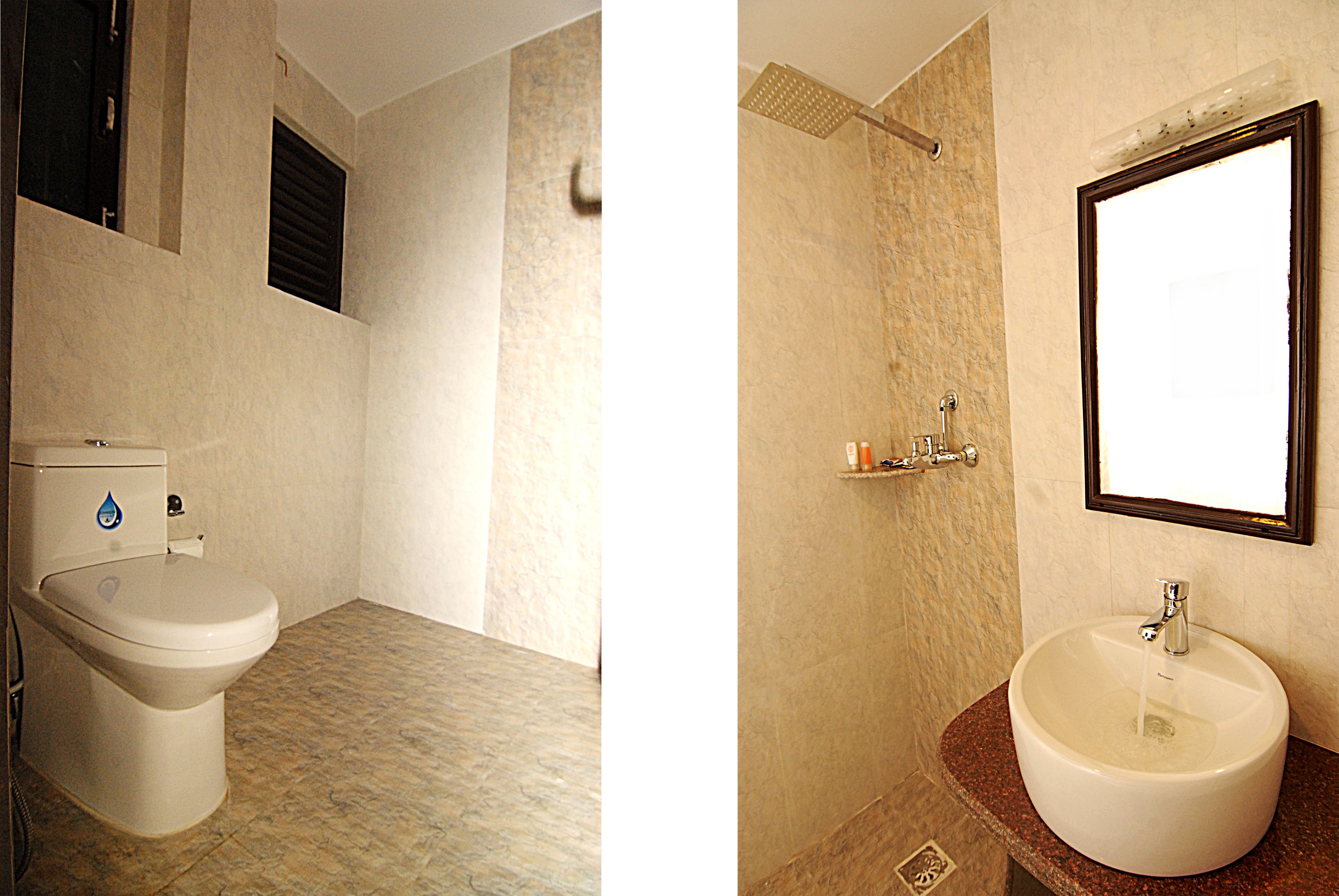 shower, slippers, towels