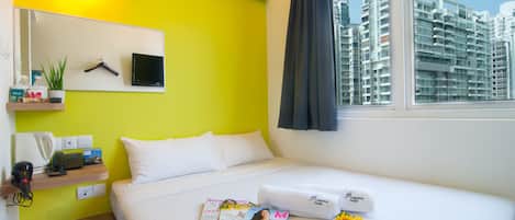 Desk, free WiFi, bed sheets