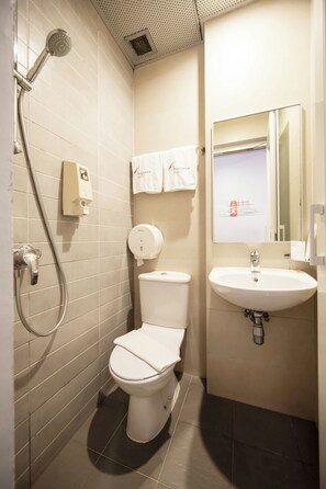 Standard Double Room, No Windows | Bathroom | Shower, free toiletries, hair dryer, towels