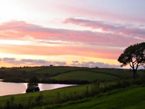 A landscape with rolling hills and a body of water. - Llysyfran Farm B&B (Clarbeston Road)