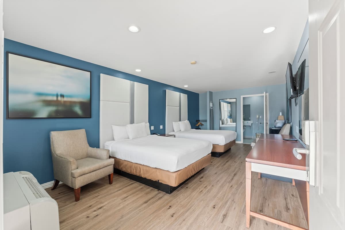 Room, 2 Queen Beds, Accessible, Non Smoking | Desk, iron/ironing board, free WiFi, bed sheets