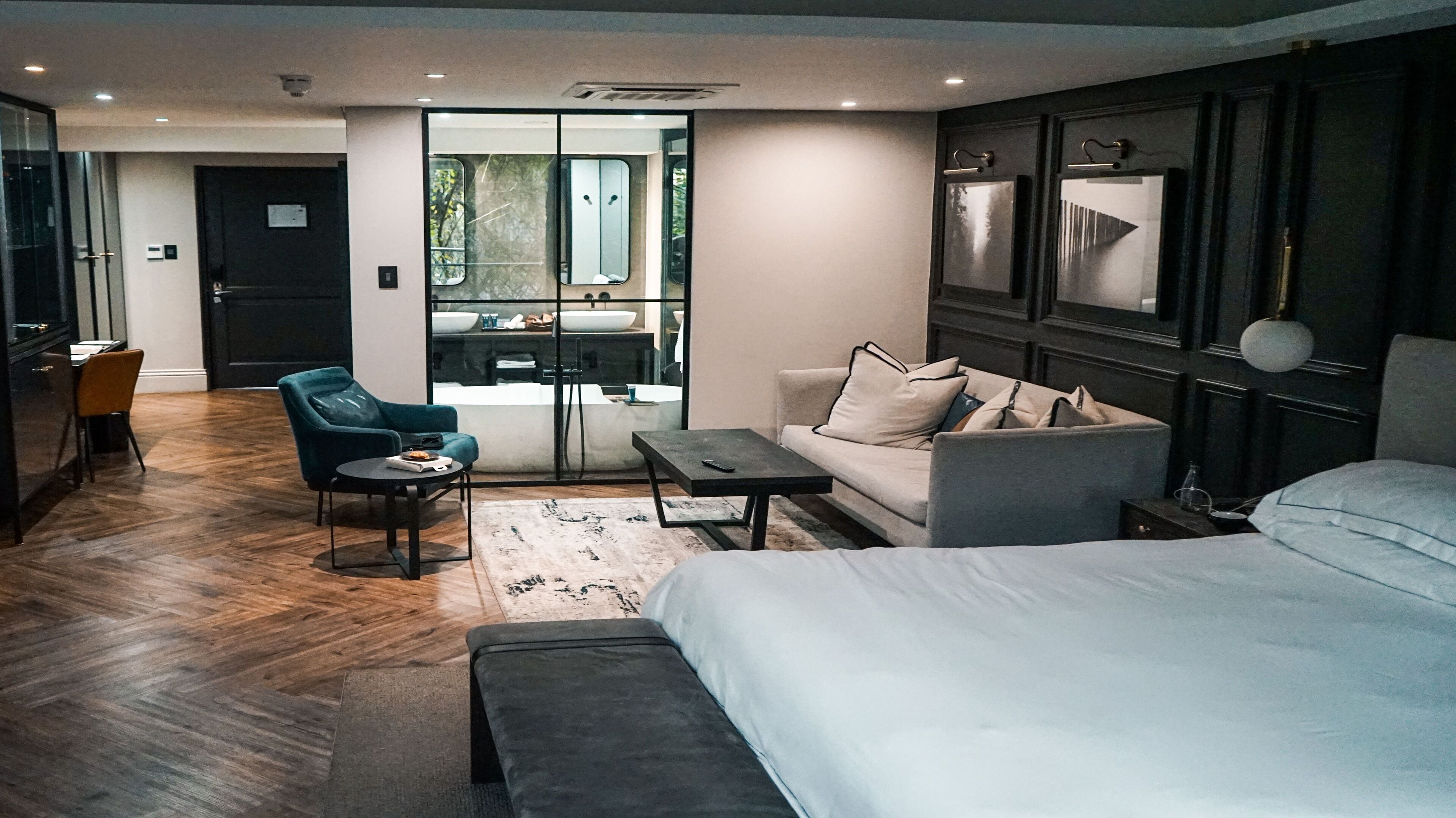 luxury villa | in-room safe, desk, laptop workspace, blackout curtains