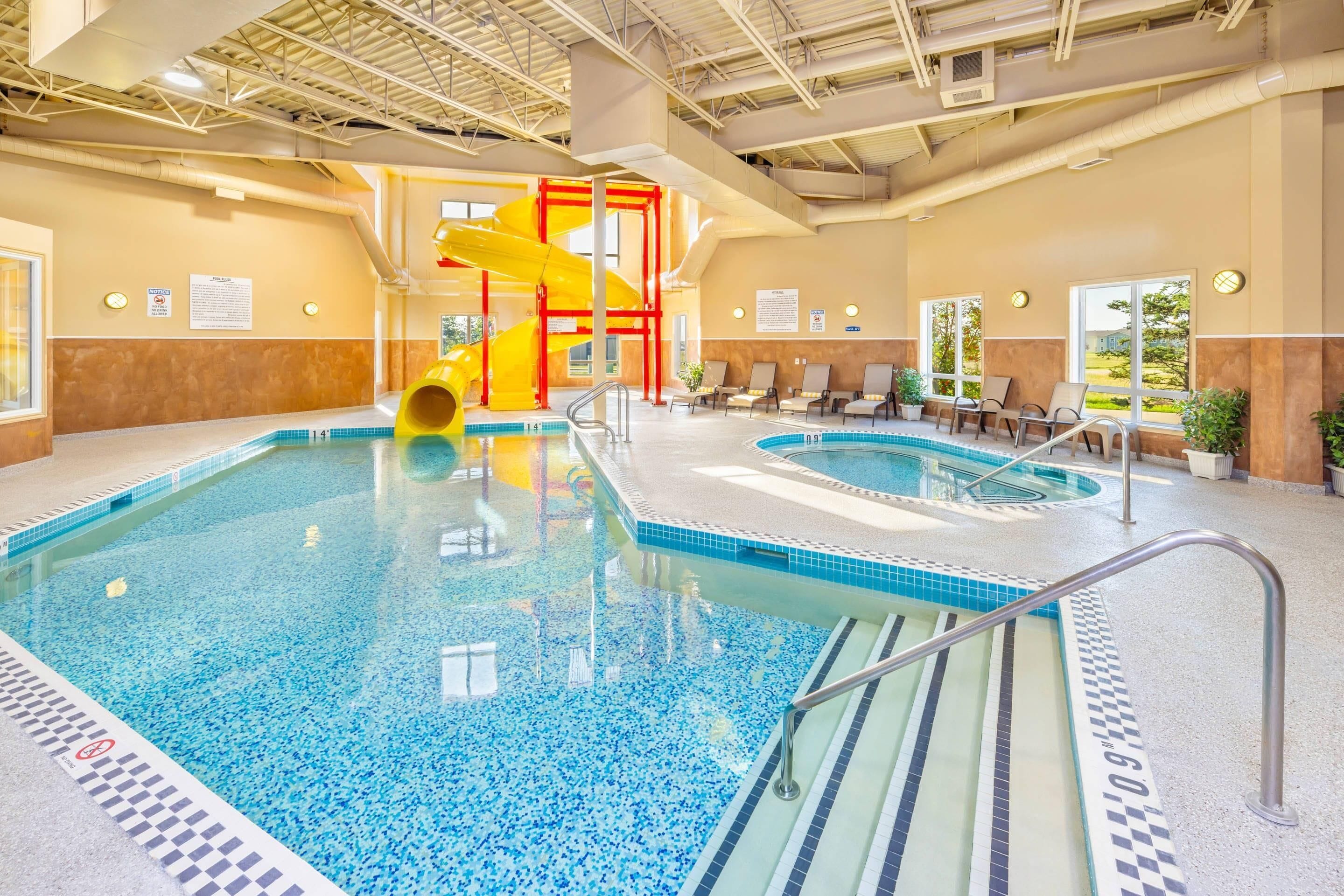 Indoor pool, pool loungers