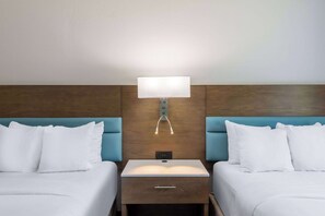Room, 2 Queen Beds, Non Smoking | Down comforters, desk, laptop workspace, blackout drapes