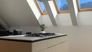 Panoramic Penthouse, 1 Bedroom | Private kitchen | Fridge, electric kettle