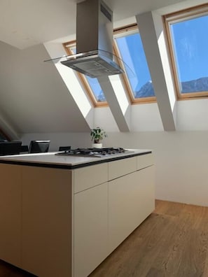 Cobertura panorâmica, 1 quarto | Cozinha privada | Geladeira, chaleira elétrica