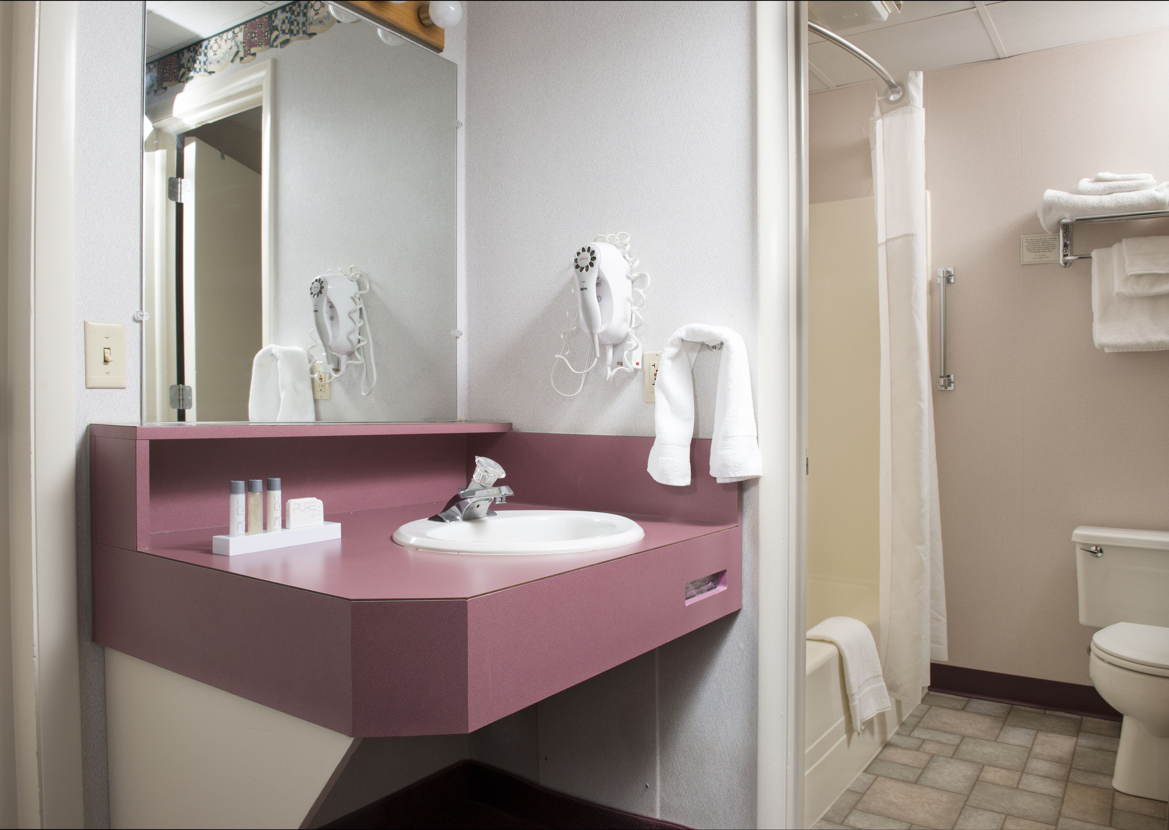 standard room, 2 queen beds - pool building | bathroom | shower, towels