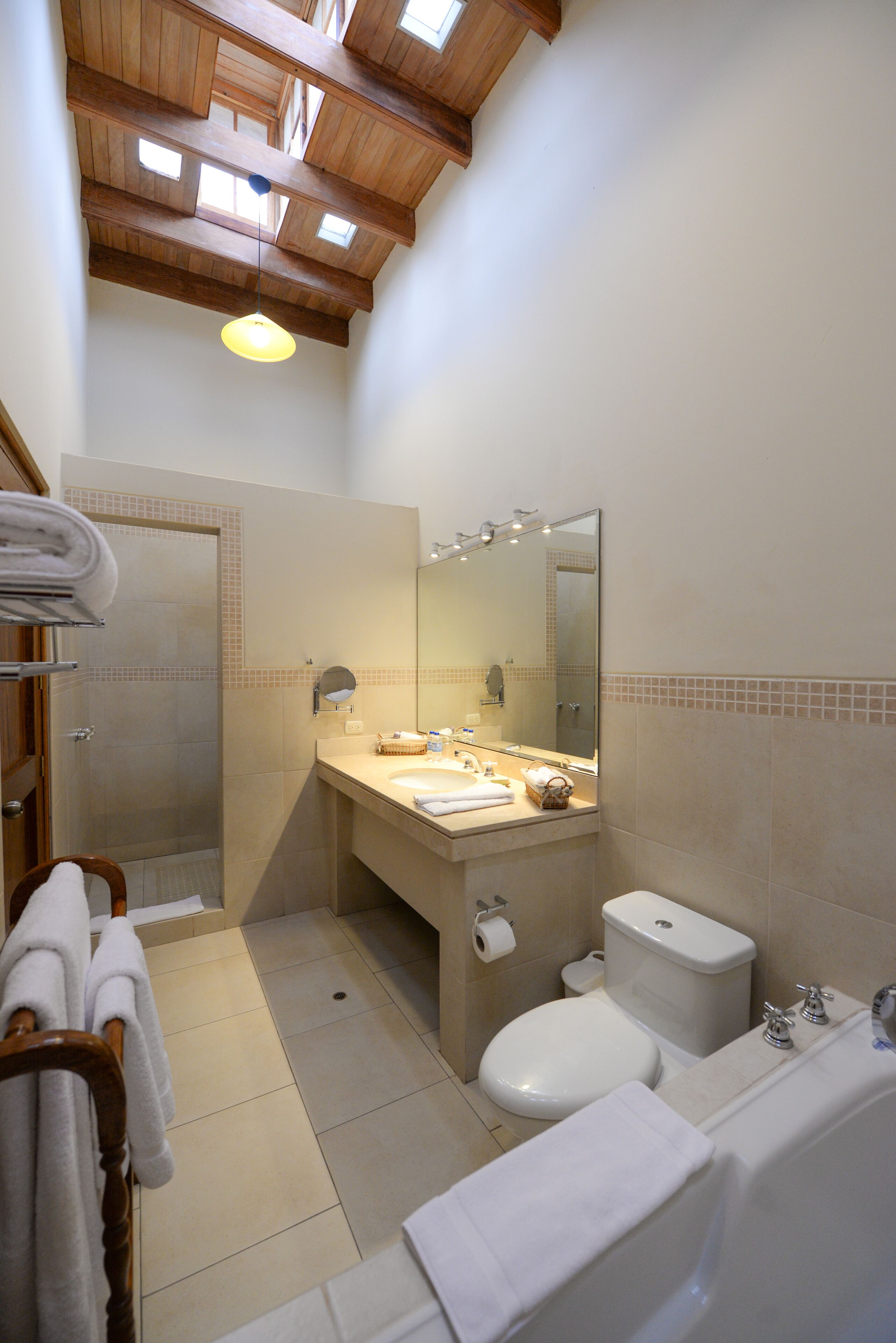 free toiletries, hair dryer, towels