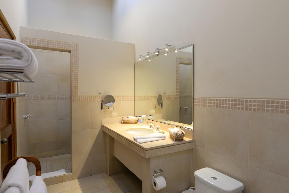 free toiletries, hair dryer, towels