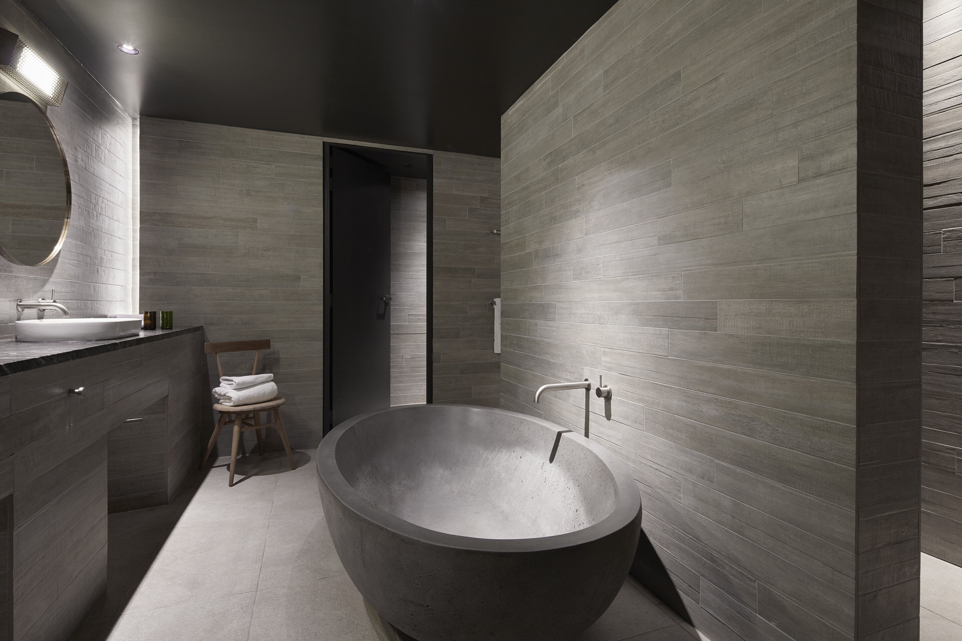 designer toiletries, hair dryer, bathrobes, slippers