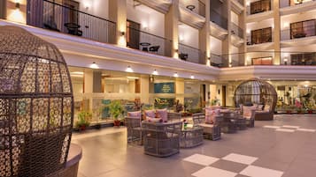 Breakfast, lunch, dinner served; international cuisine, pool views