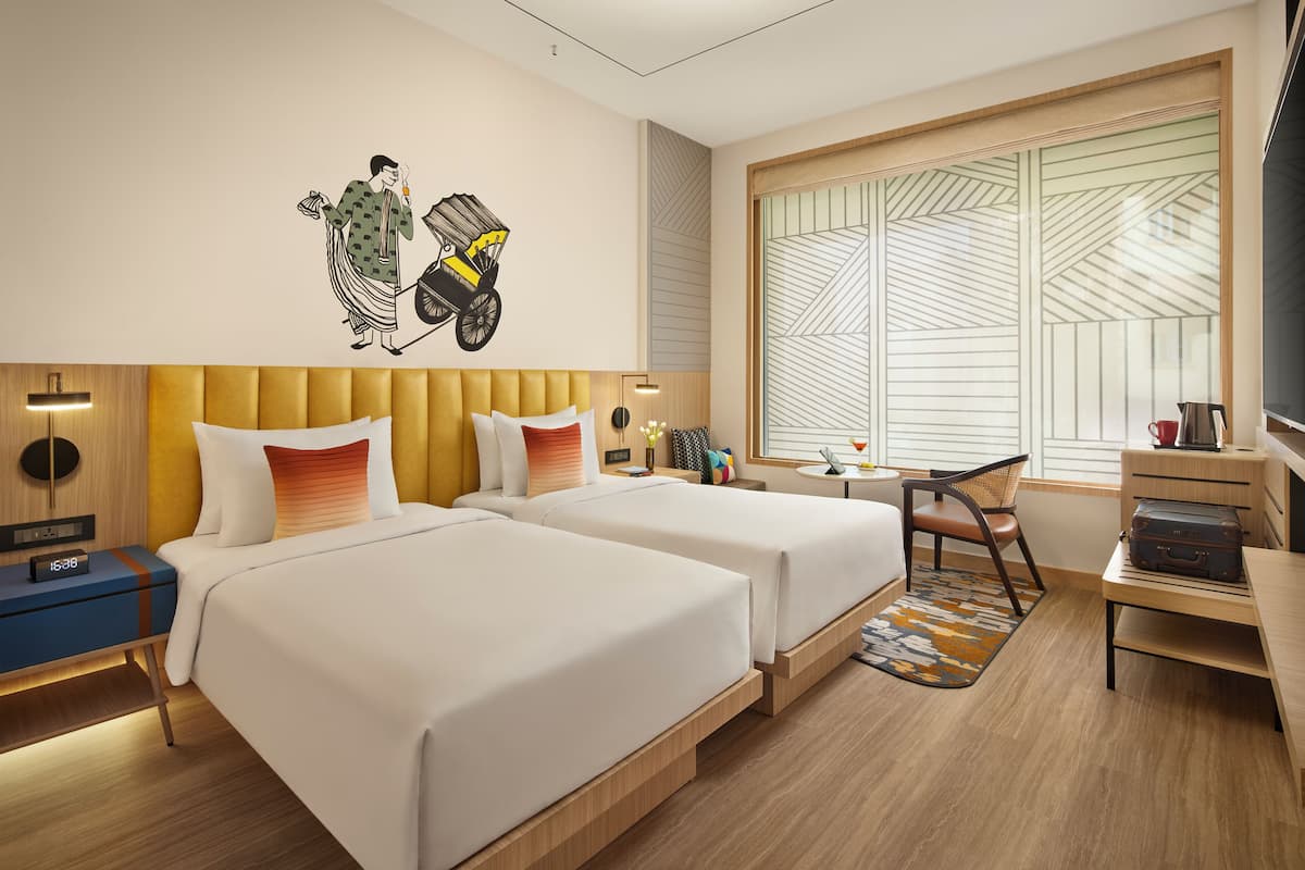 ห้องพัก, เตียงเดี่ยว 2 เตียง | เครื่องนอนระดับพรีเมียม, มินิบาร์, ตู้นิรภัยในห้องพัก, ผ้าม่านกันแสง