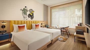 Room, 2 Katil Bujang (Single) | 1 bilik tidur, peralatan tempat tidur premium, bar mini