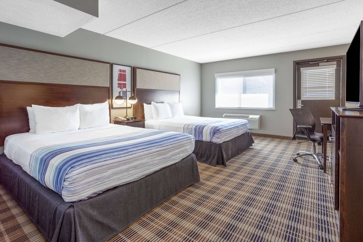 Room, 2 Queen Beds, Accessible, Non Smoking | Desk, laptop workspace, iron/ironing board, free cribs/infant beds