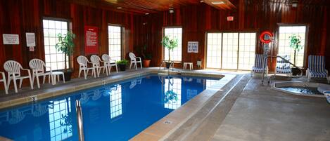 Indoor pool, open 8:00 AM to 10:00 PM, sun loungers