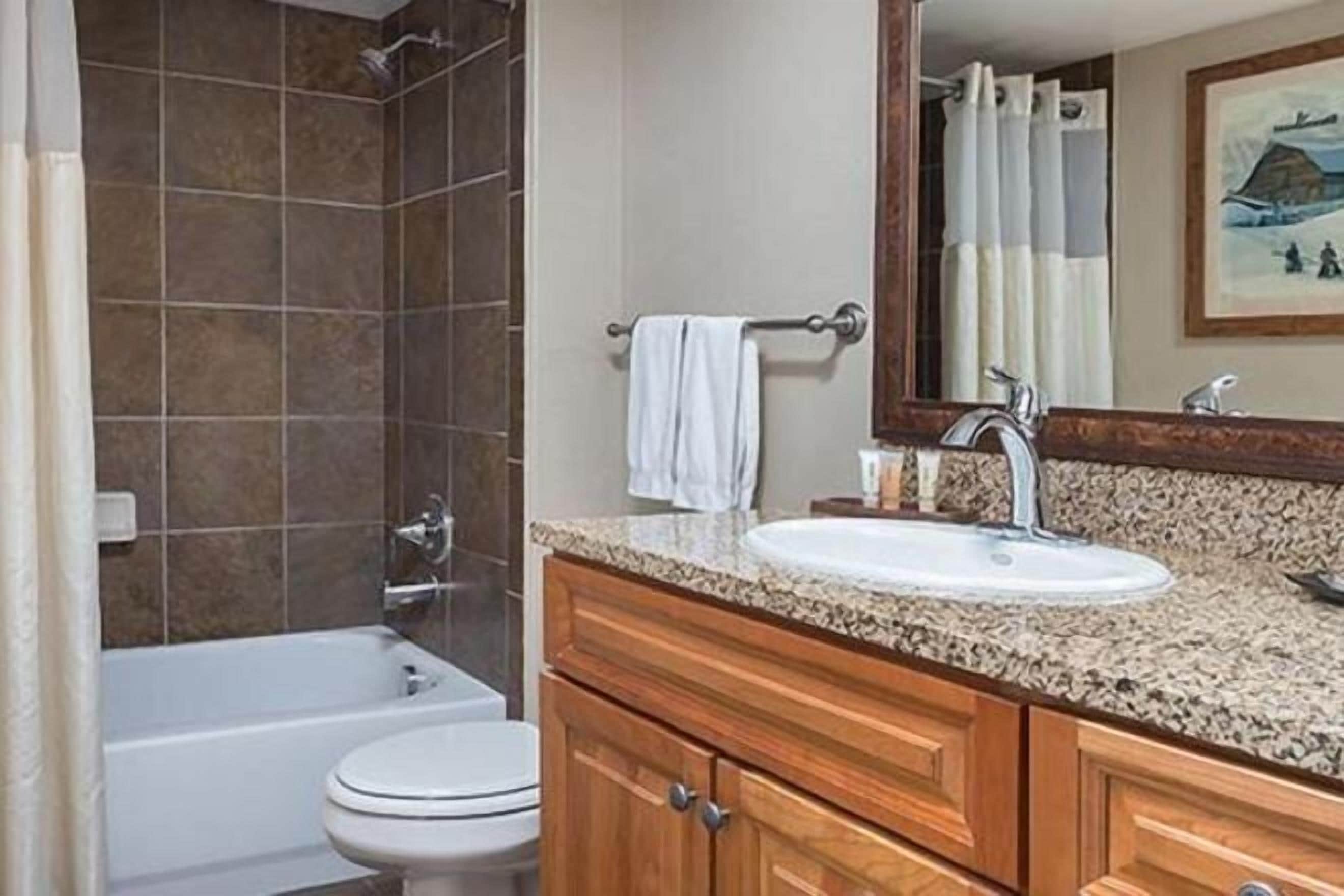 Tina con regadera, amenidades de baño gratuitas, secadora de cabello 