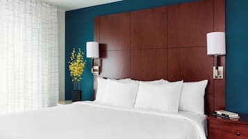 Hypo-allergenic bedding, desk, laptop workspace, iron/ironing board