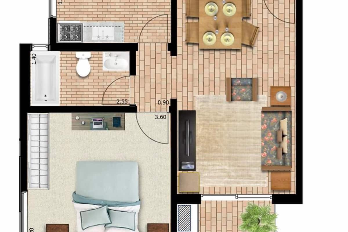 1 habitación y ropa de cama hipoalergénica