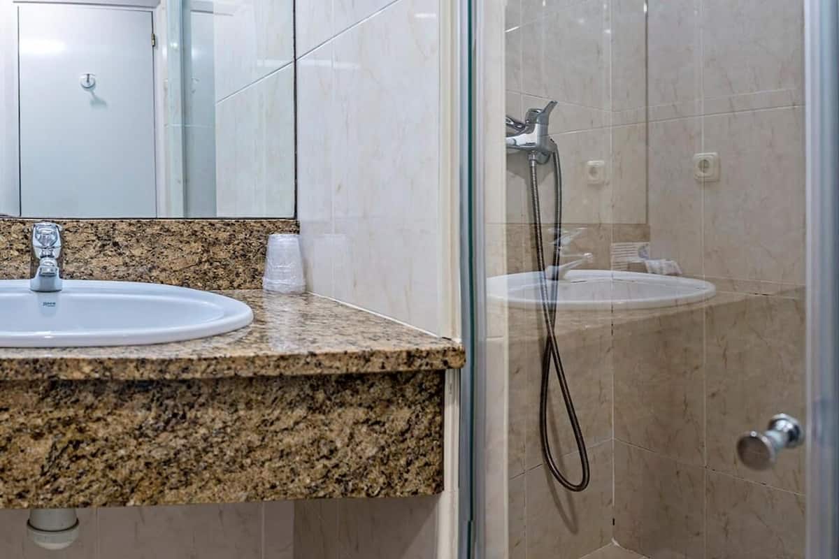 shower, free toiletries, bidet, towels