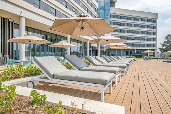 2 indoor pools, outdoor pool, pool loungers