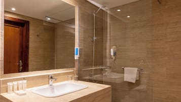 Premium Room with Sea View - West Bay (Adults Only) | Bathroom | Shower, rainfall showerhead, free toiletries, hair dryer