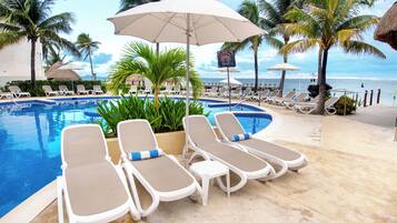 2 outdoor pools, open 8:00 AM to 6:00 PM, pool umbrellas, sun loungers