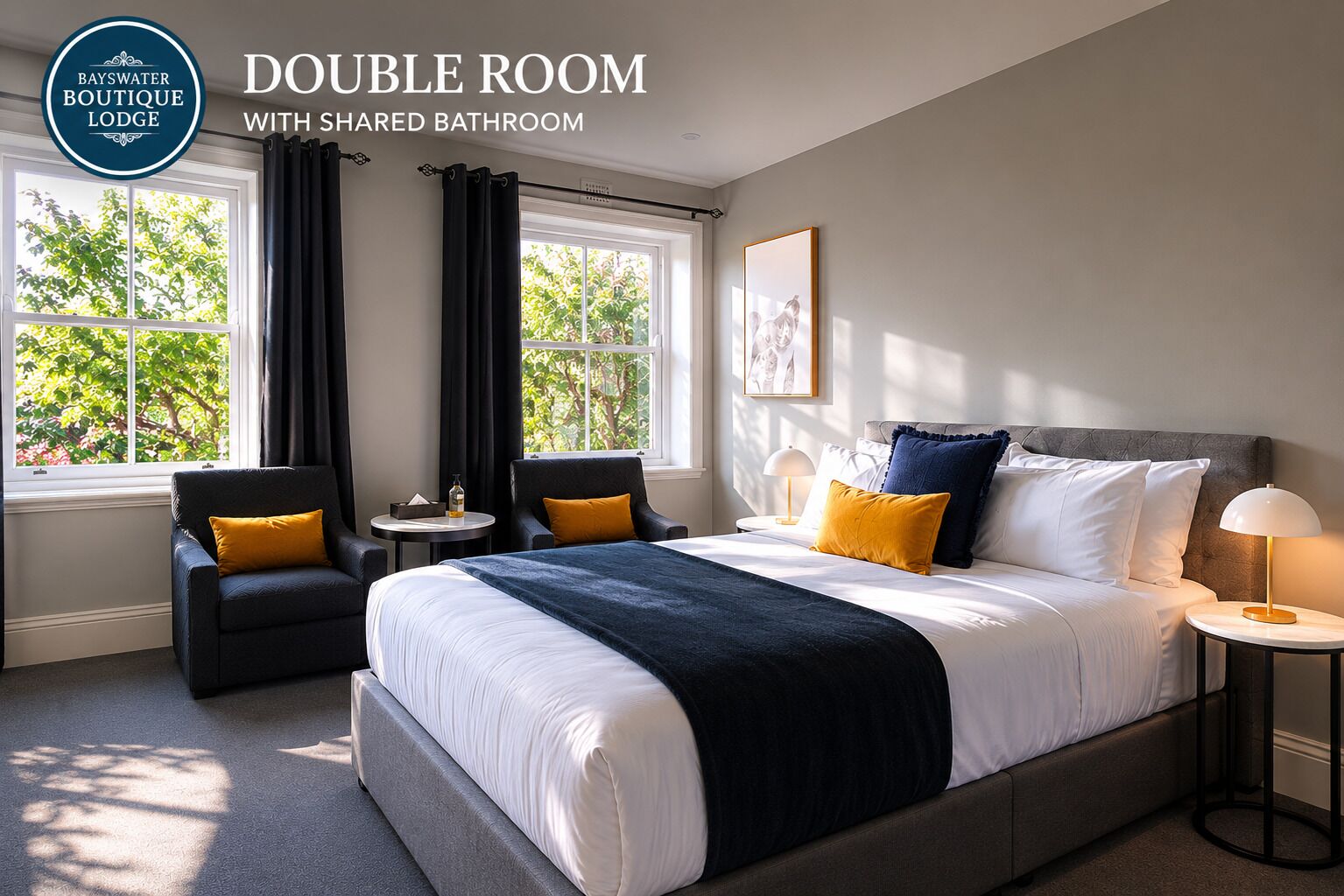 Chambre Double Ville, 1 lit double, salle de bains commune