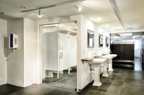 Douche, articles de toilette de luxe, sèche-cheveux, serviettes fournies