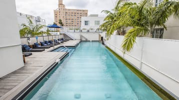 Outdoor pool, sun loungers