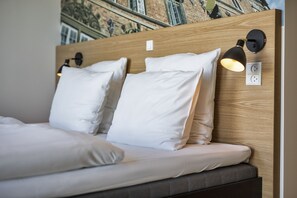 Hypo-allergenic bedding, desk, laptop workspace, soundproofing