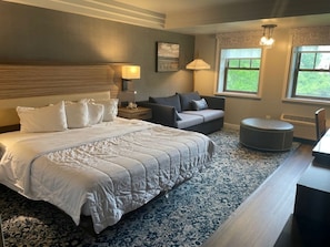 Hypo-allergenic bedding, pillow-top beds, desk, laptop workspace