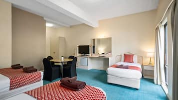 1 bedroom, desk, laptop workspace, iron/ironing board