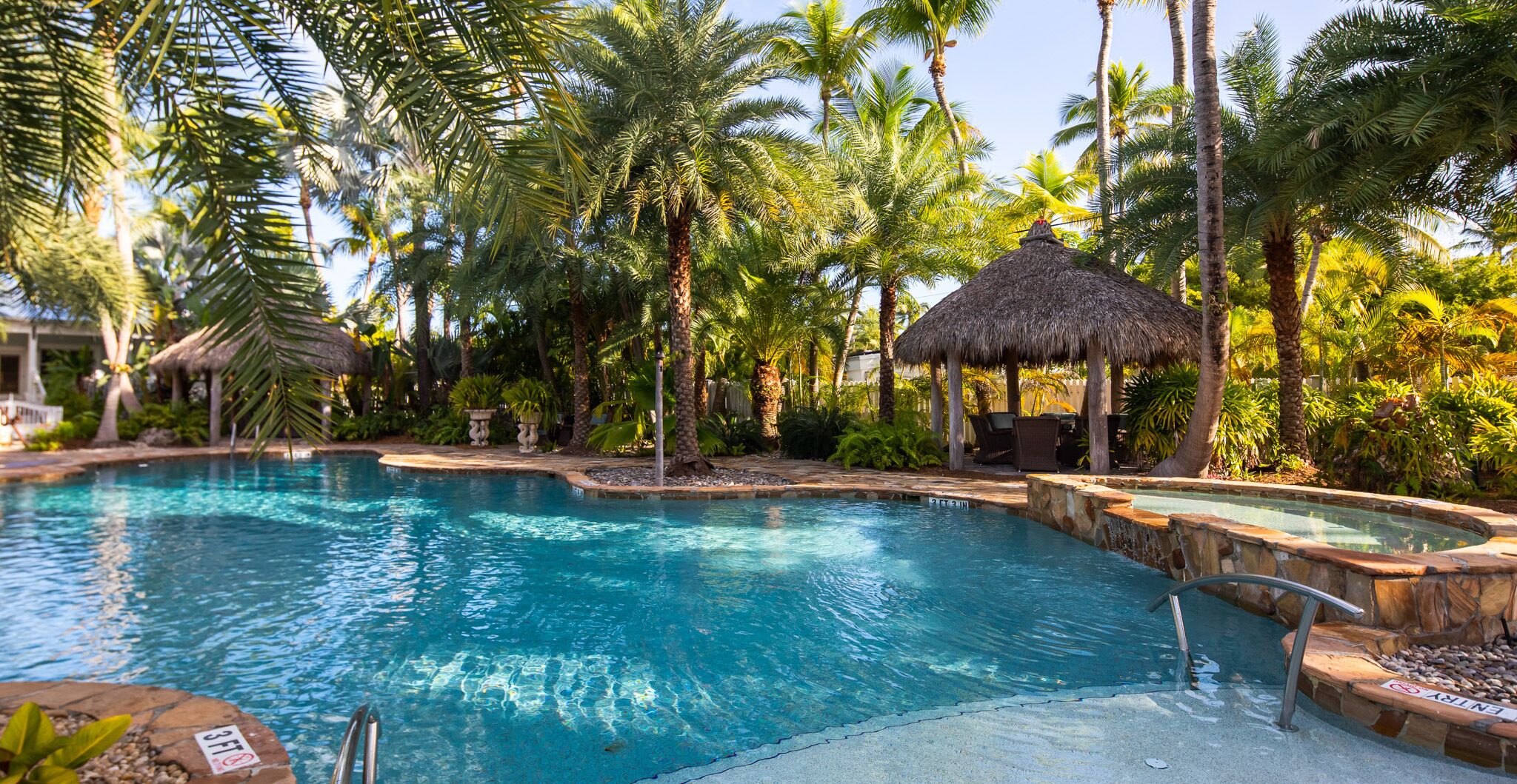 outdoor pool, pool loungers