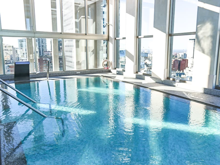 Indoor pool, pool umbrellas, lifeguards on site