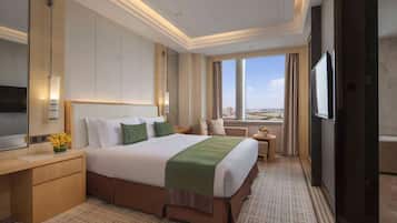 In-room safe, desk, laptop workspace, blackout drapes