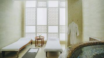Sauna, hot tub, steam room, body treatments, hot stone massages