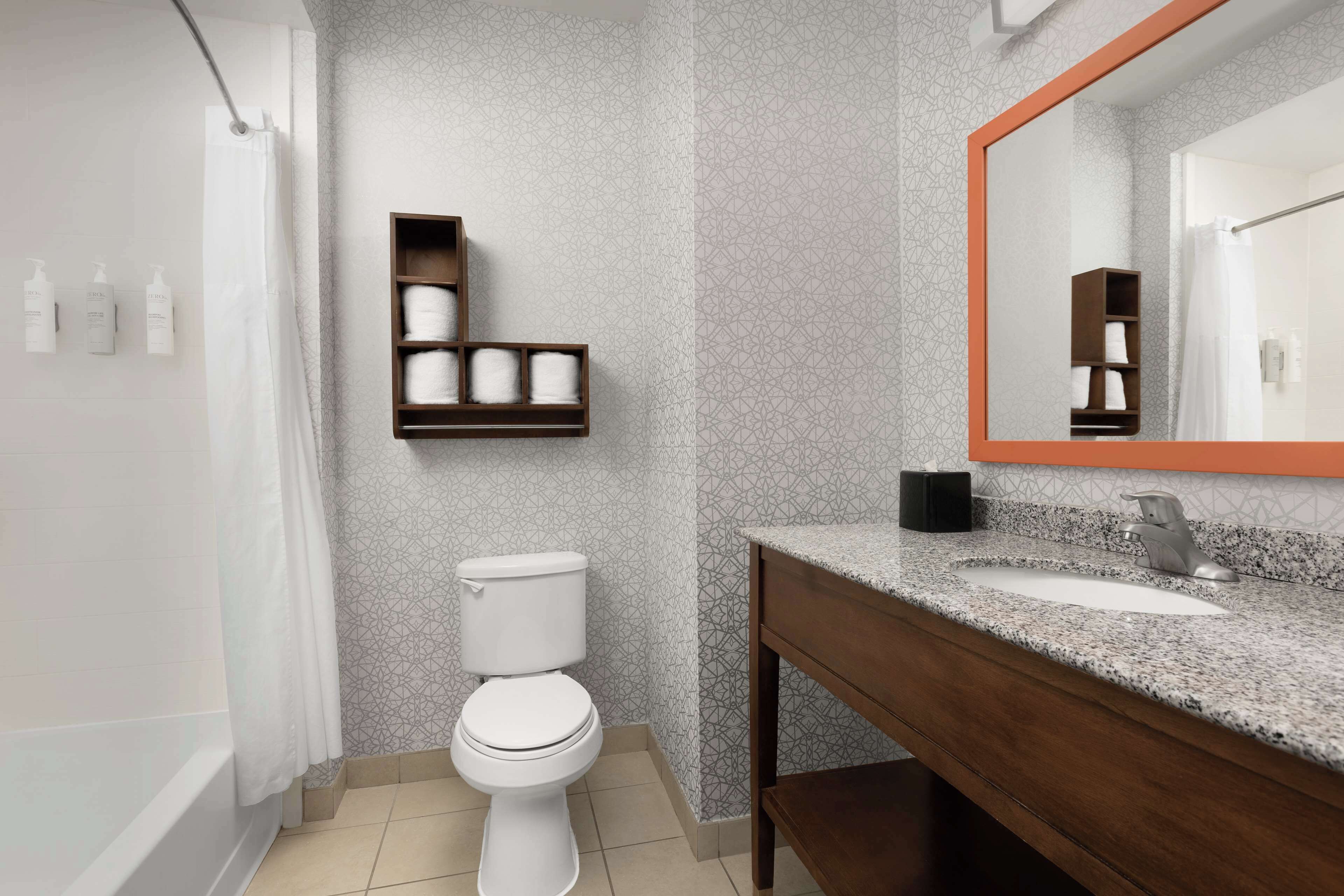 free toiletries, hair dryer, towels