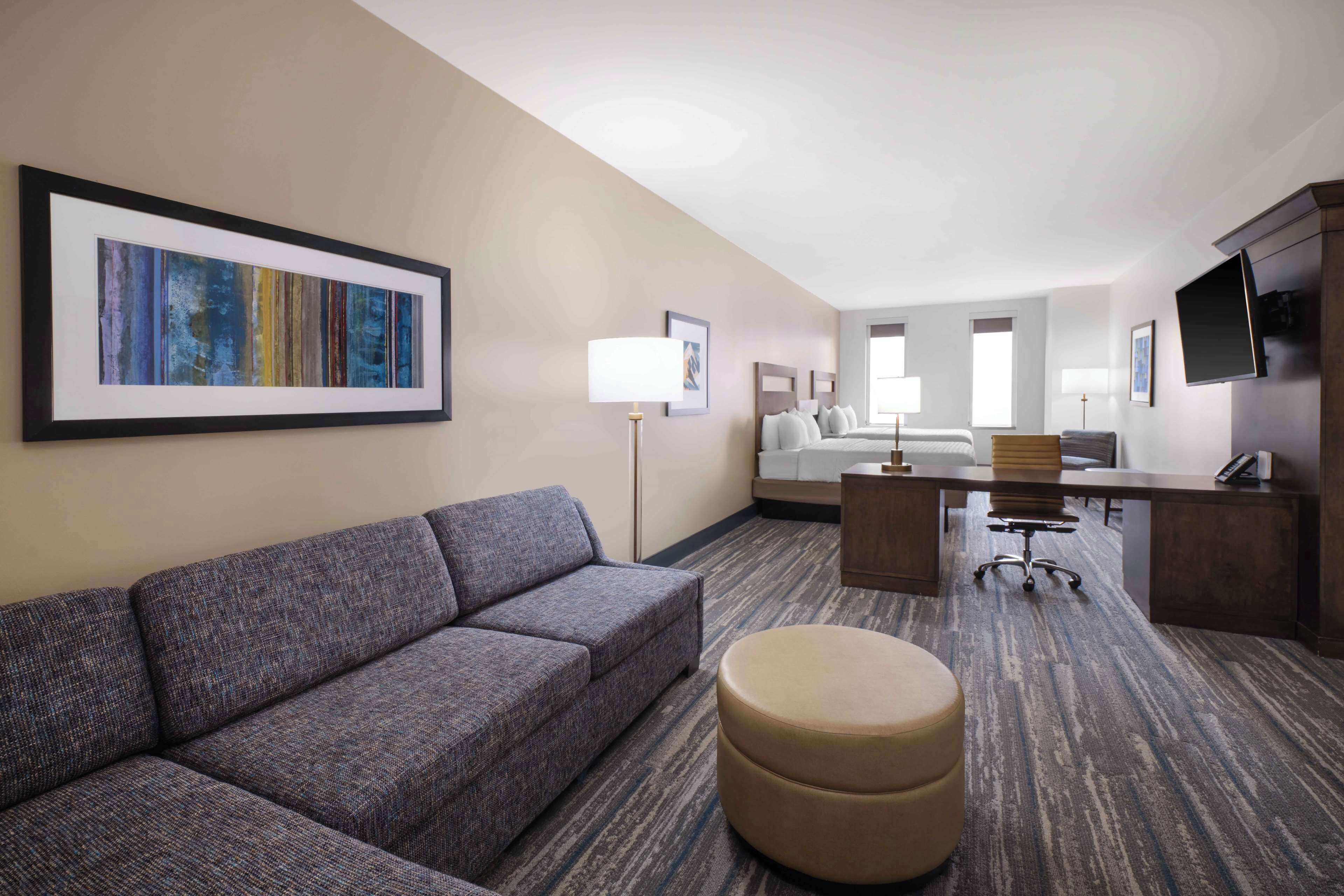 studio, 2 queen beds, city view | premium bedding, in-room safe, desk, laptop workspace