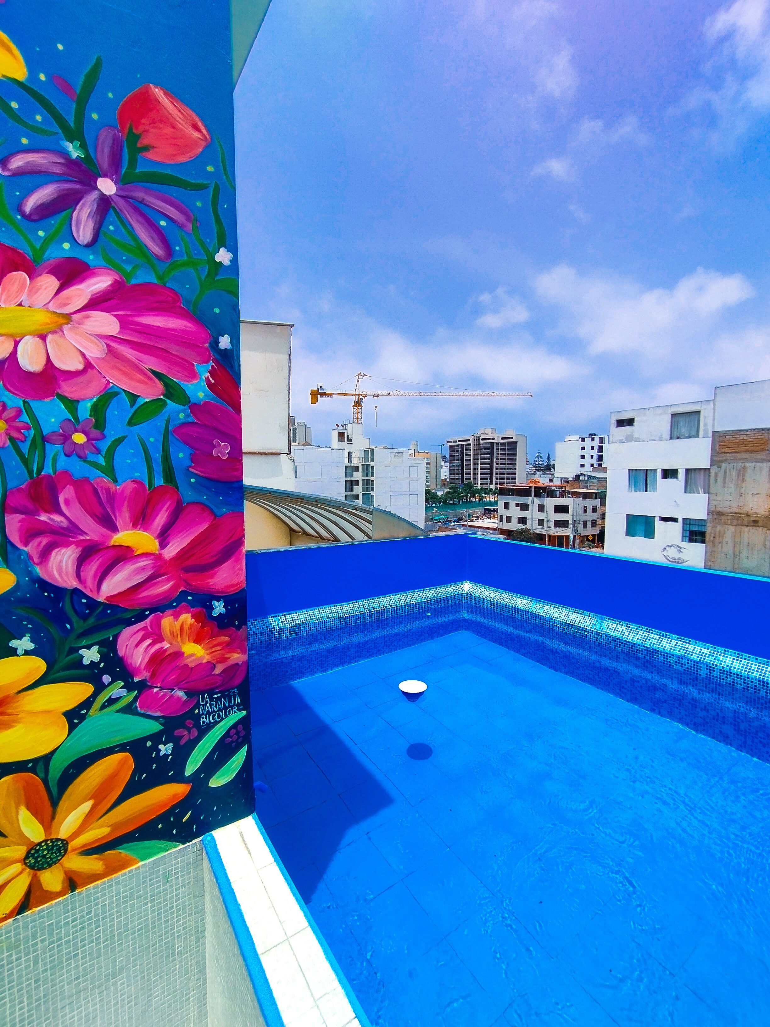 Sesongbasert utendørsbasseng og solsenger