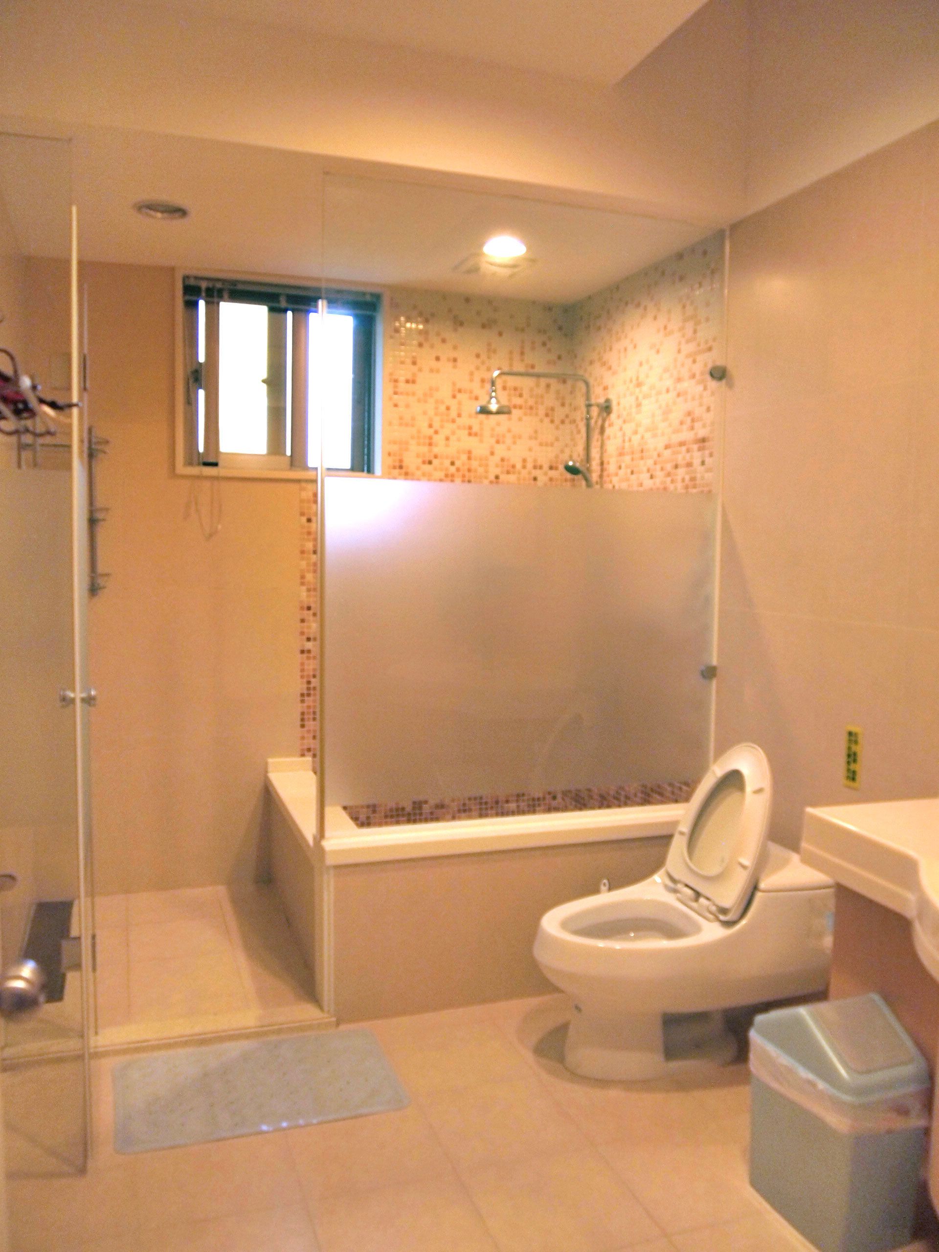 combined shower/bathtub, free toiletries, hair dryer