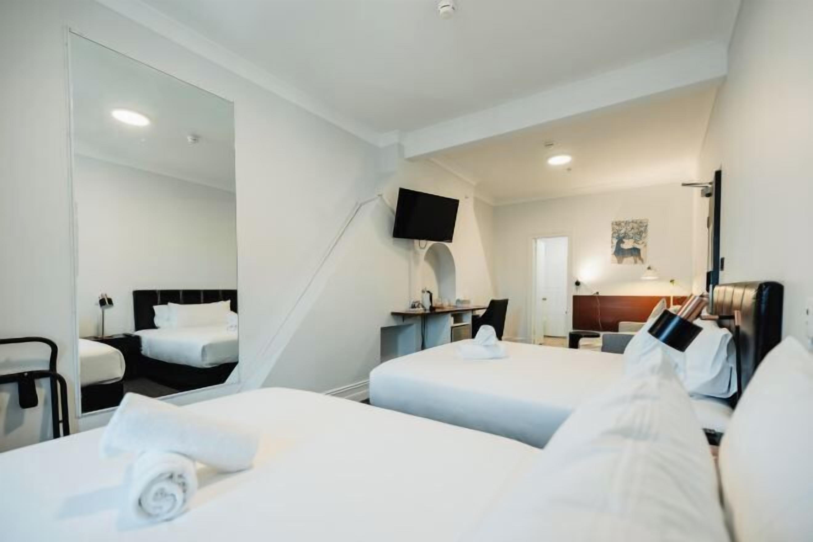 Minibar, desk, laptop workspace, blackout drapes