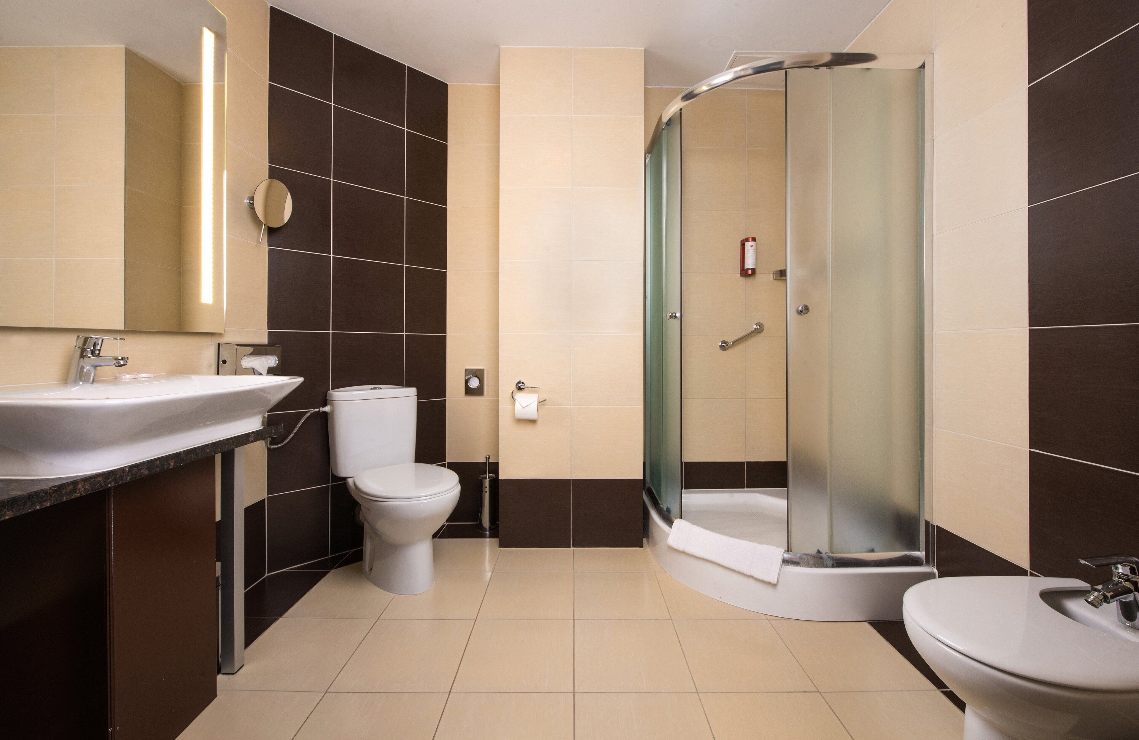 free toiletries, hair dryer, towels