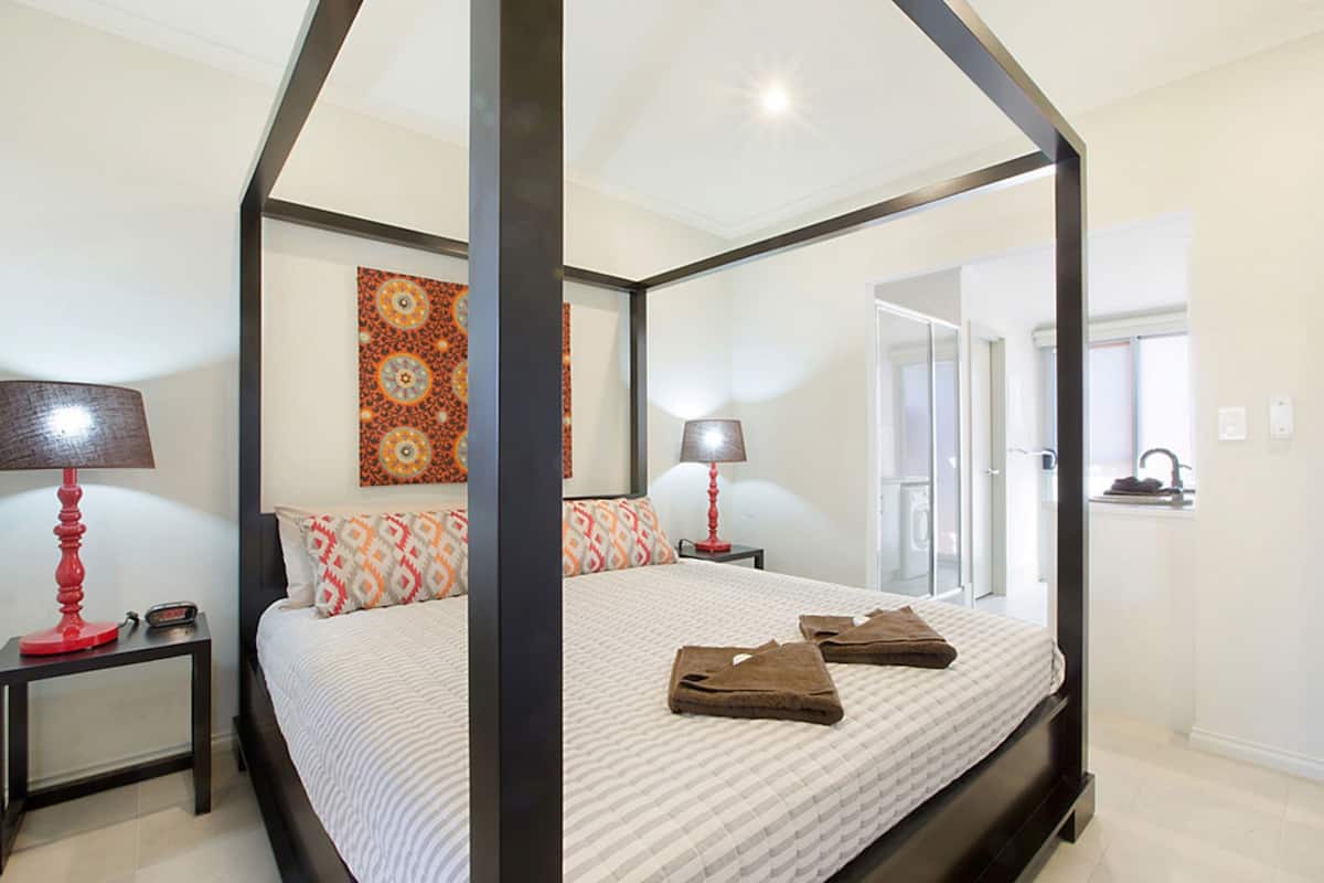 1 bedroom, desk, laptop workspace, iron/ironing board