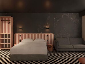 Premium bedding, desk, soundproofing, iron/ironing board