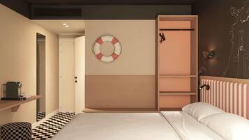 Premium bedding, desk, soundproofing, iron/ironing board