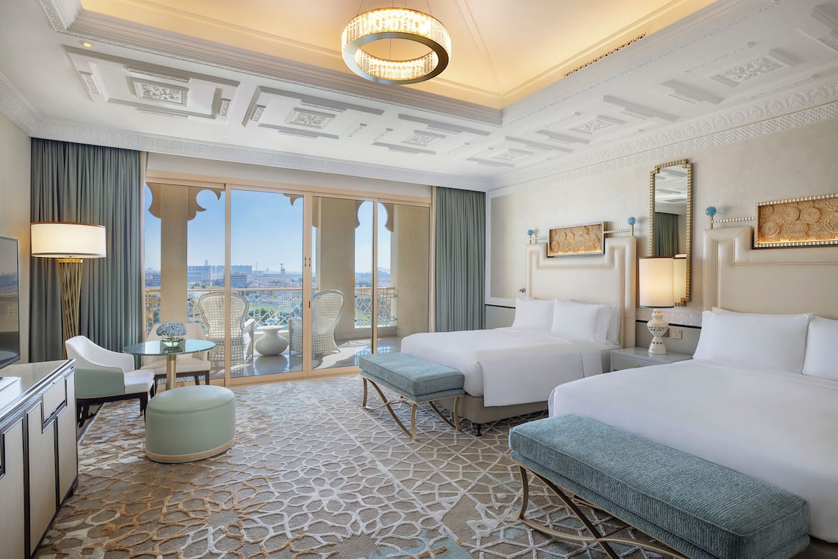 two queen beds premier golf course view room | 1 bedroom, frette italian sheets, premium bedding, minibar