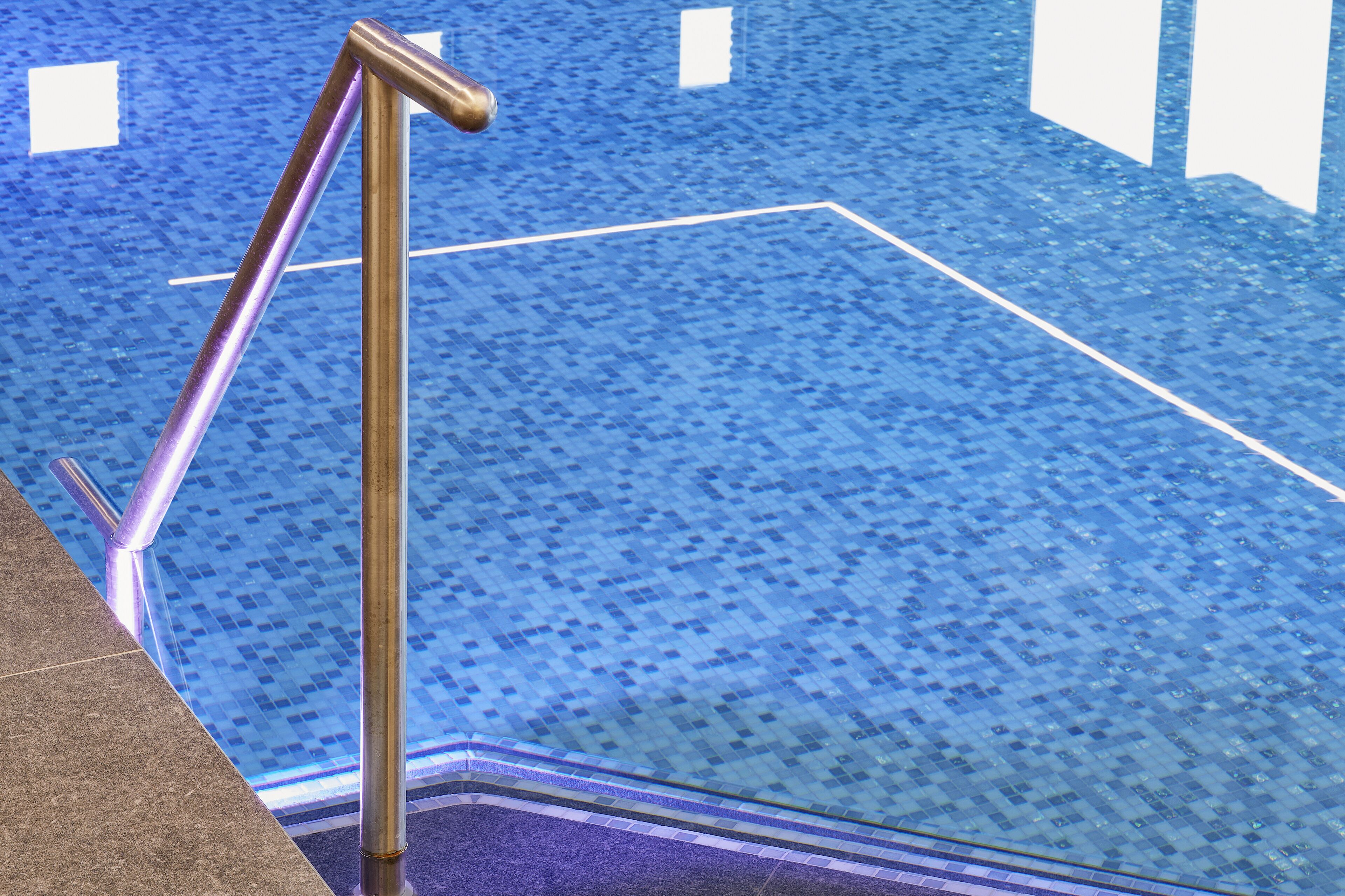 indoor pool, pool loungers