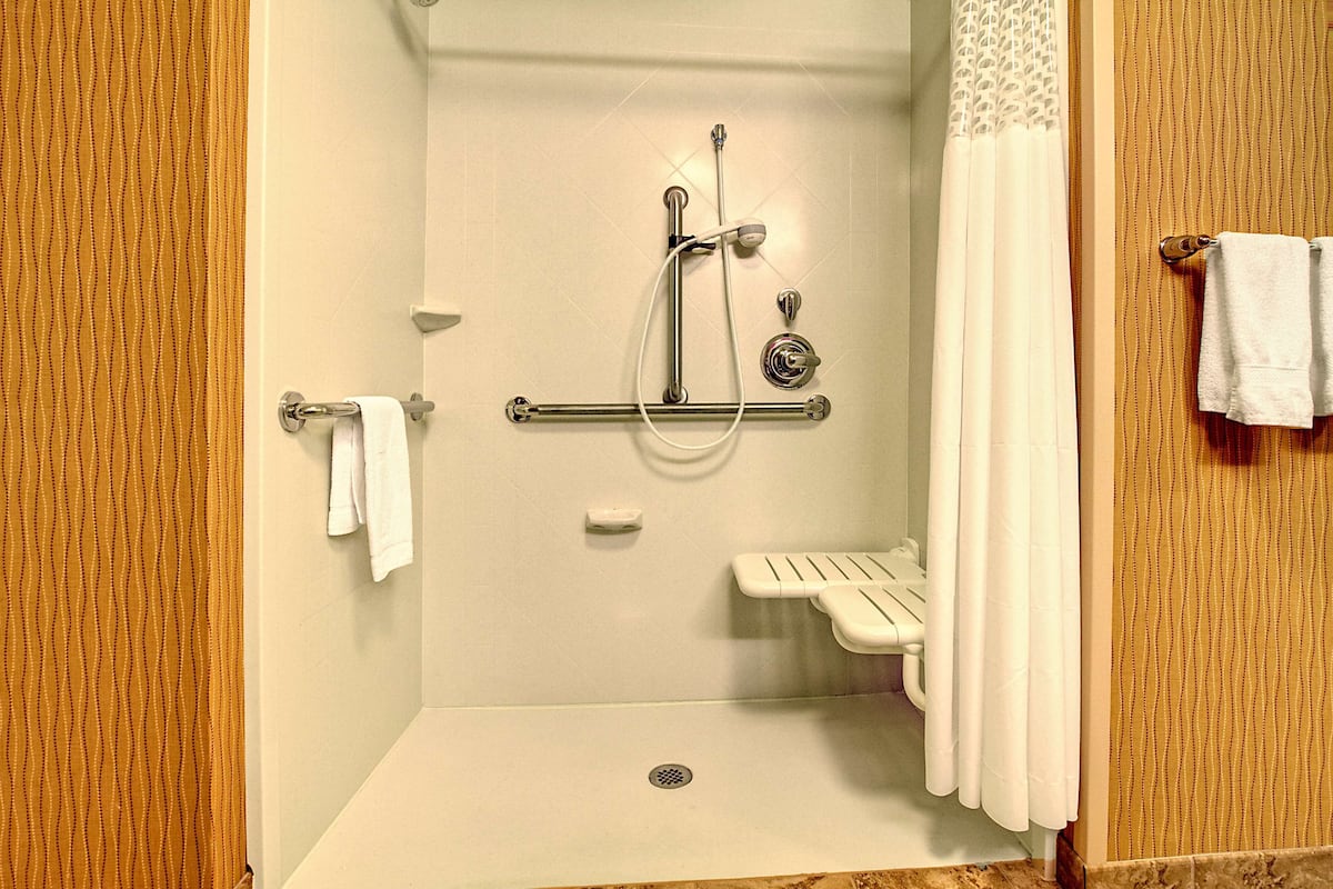 free toiletries, hair dryer, towels